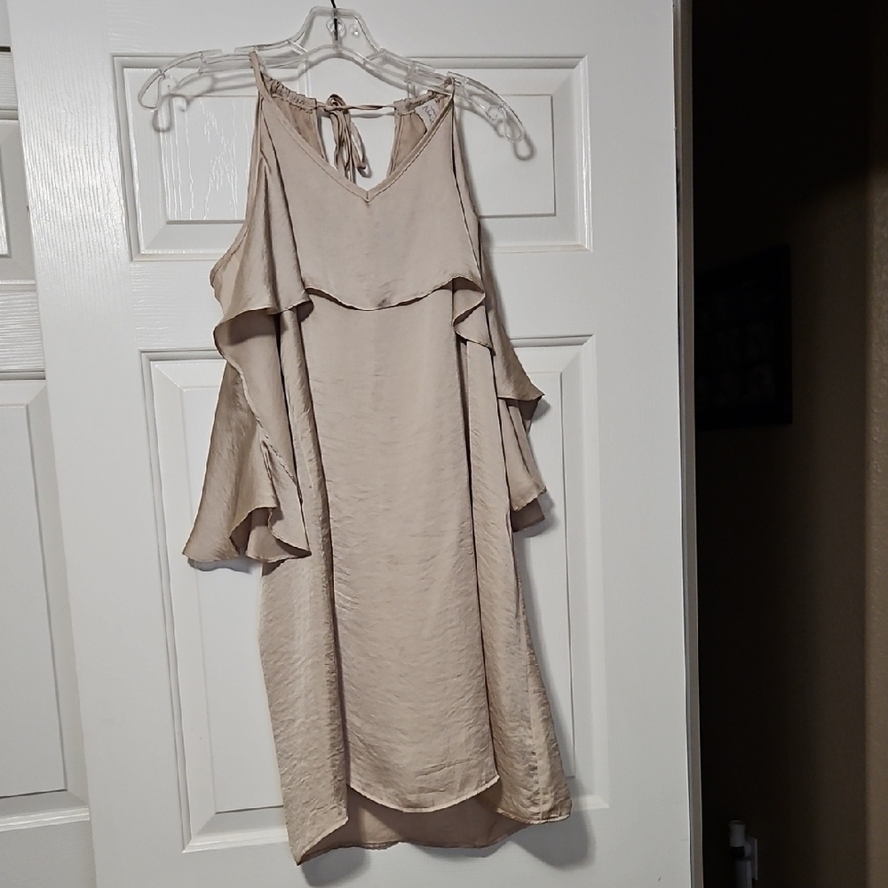 Gold Asymmetrical Halter Sundress for Wedding Guest